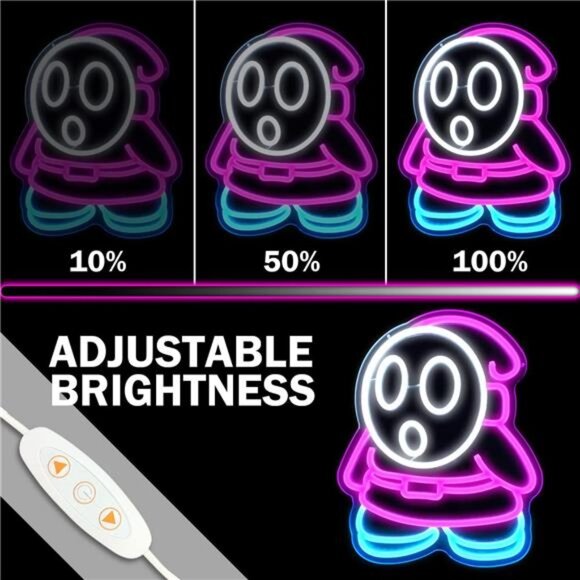 Super Mario Bros Shy Guy LED Neon Light Retro NES Game Sign Room Decor Nintendo - Picture 5 of 8